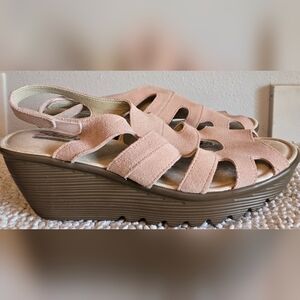 Skechers Parallel Stylin Pink Suede Slingback Memory Foam Sandals Womens Sz 10